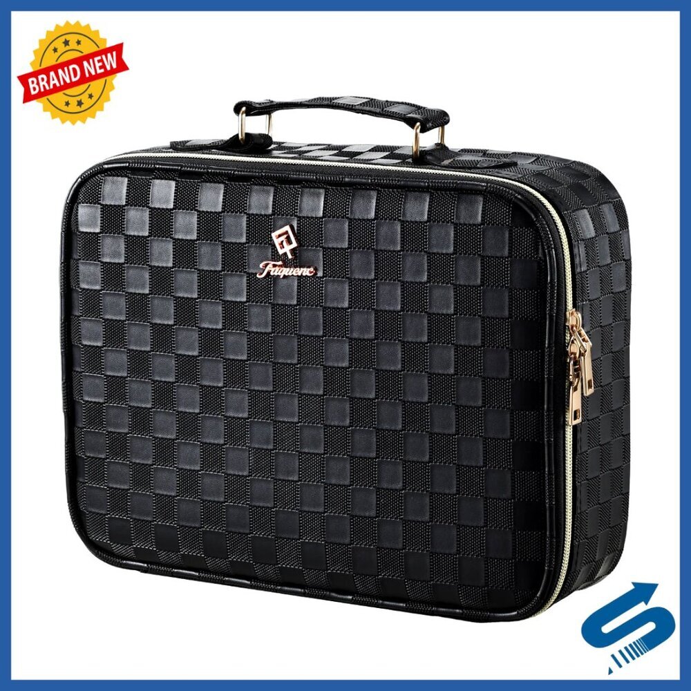 Travel Makeup Bag with LED Lighted Mirror Adjustable Brightness Cosmetic